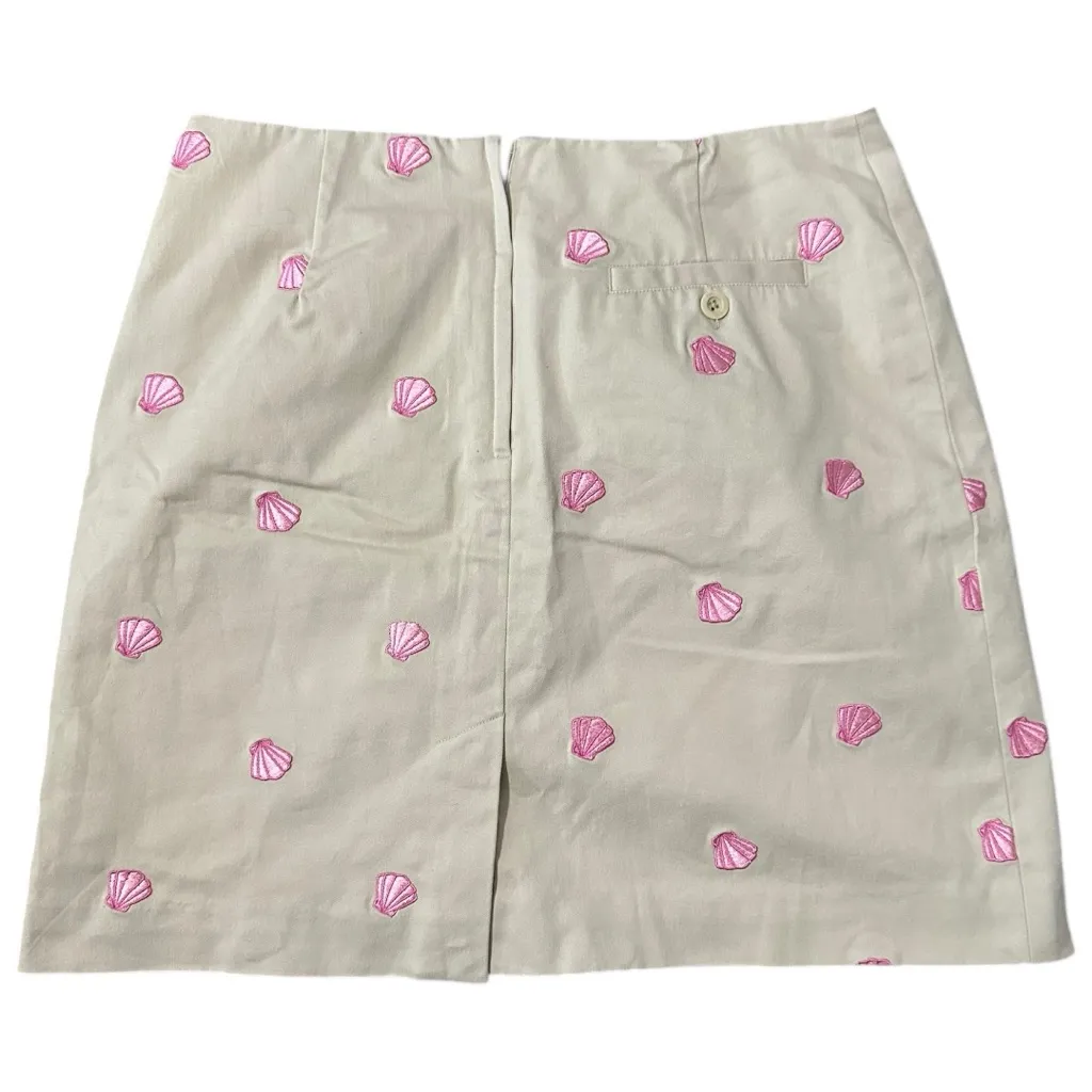Lilly Pulitzer Vintage White Label Size 4 Tan Beige Pink Shell Embroidered Skirt - Image 2