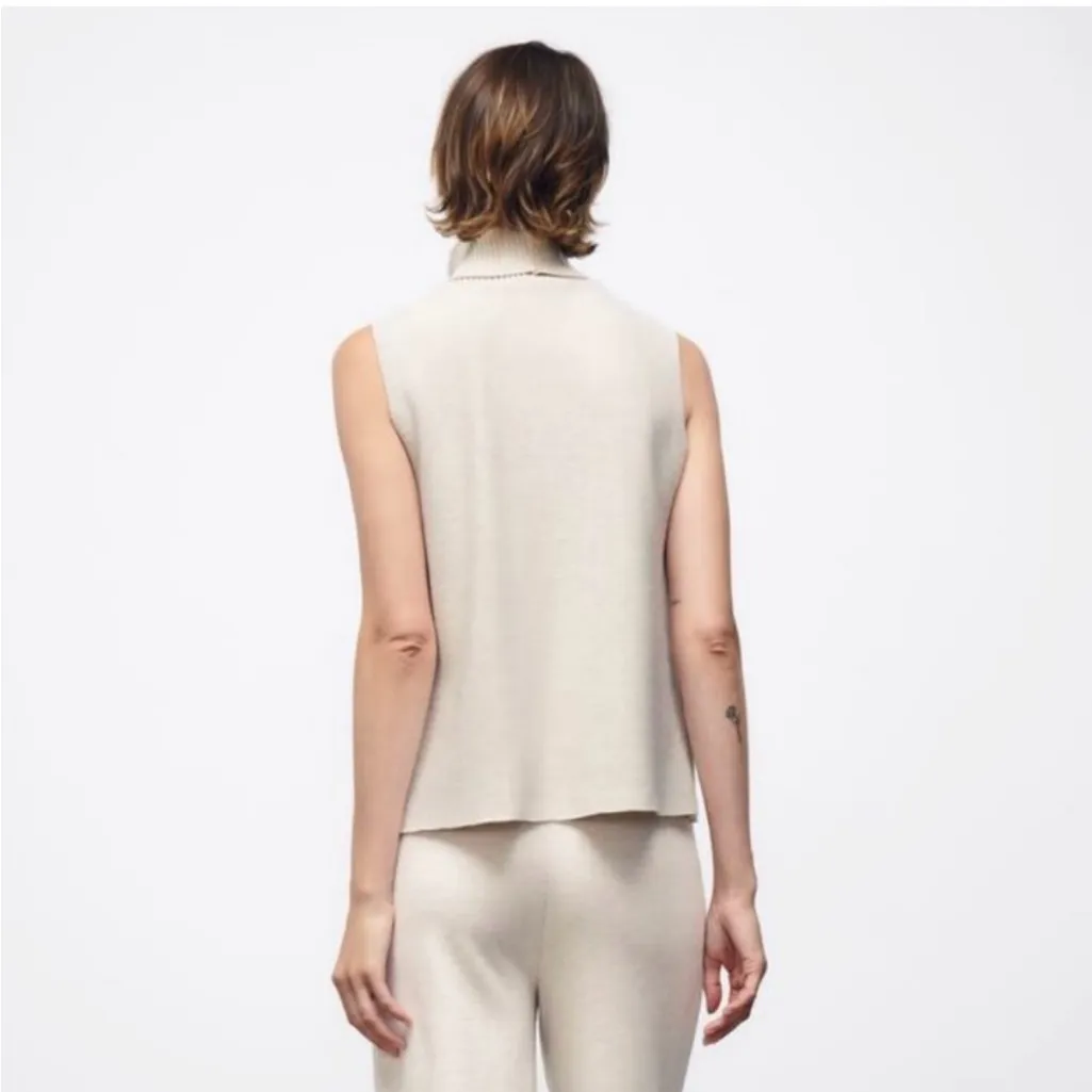 ZARA  Ribbed Cream Turtleneck Top - Image 2