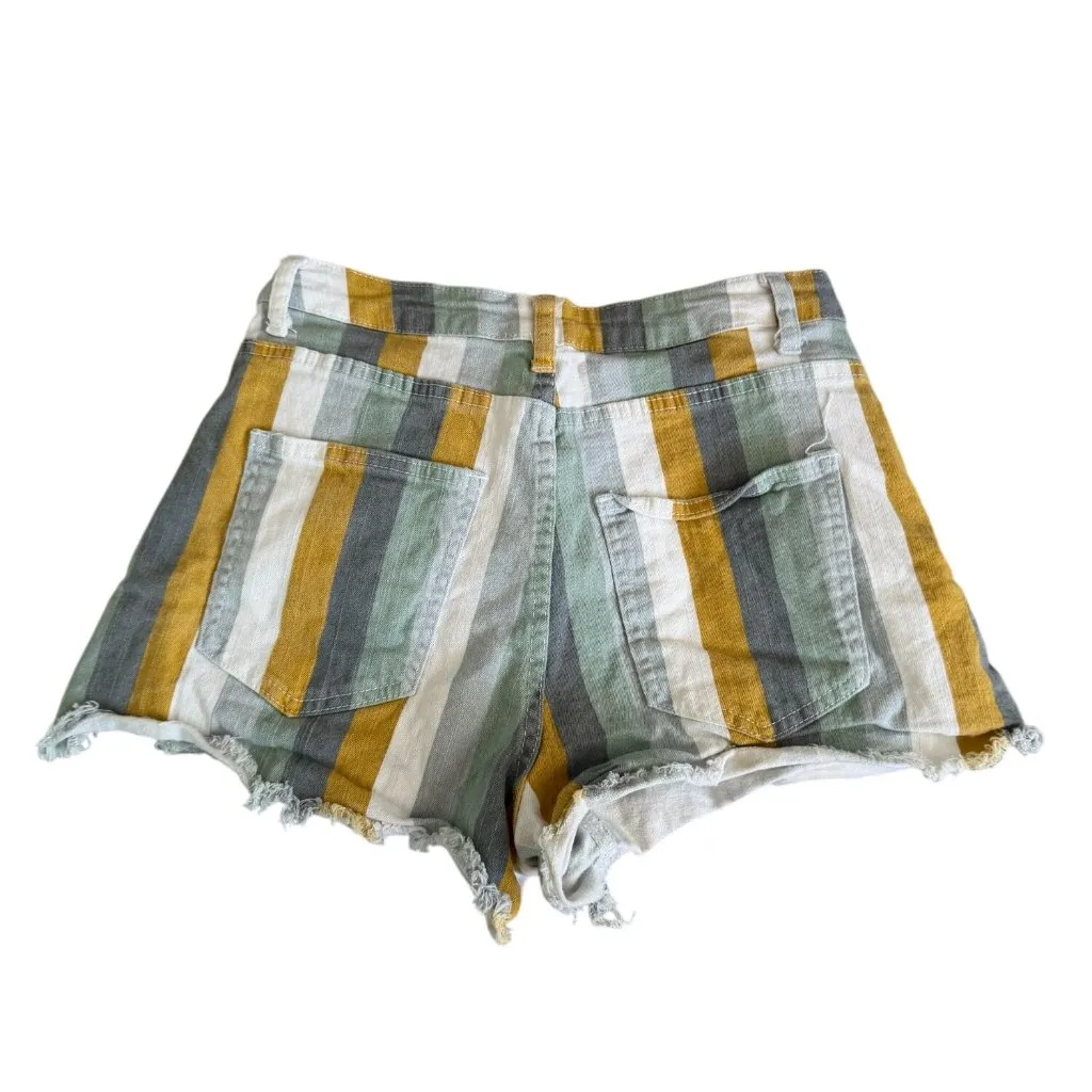 ALTAR'D STATE Multicolor Striped Denim Shorts Size Medium - Image 5