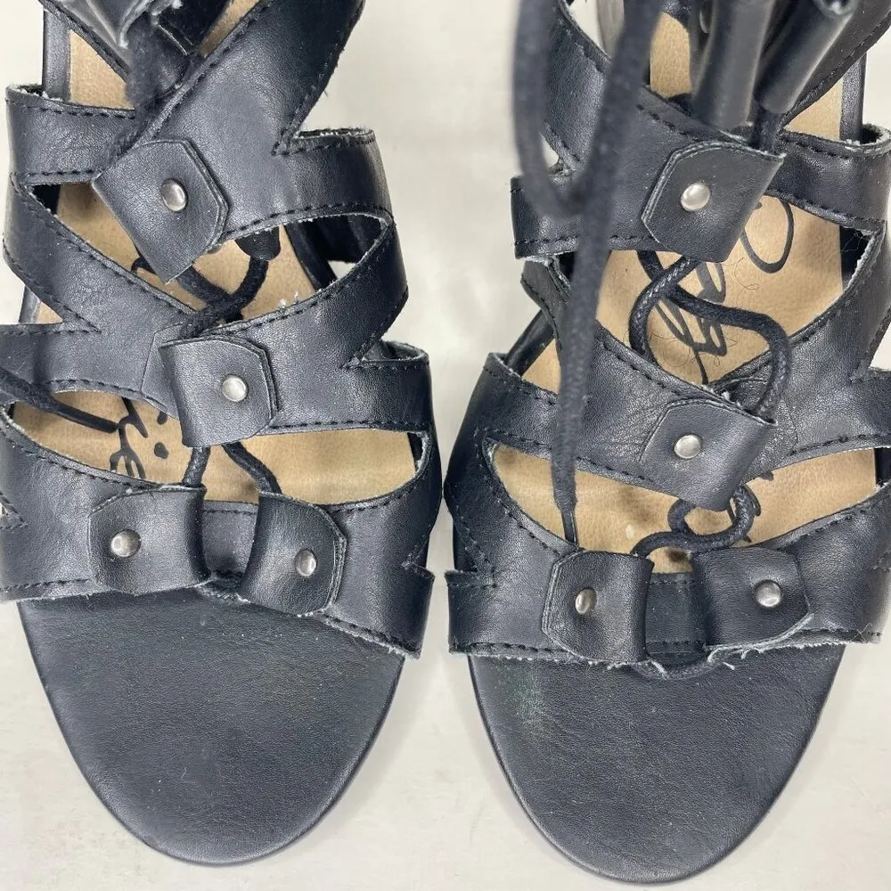 Cie Black 3" Wedge Heel Lace-Up Sandals Back Zip Open Toe Sz 9 - Image 6