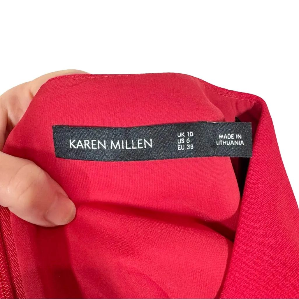 Karen Millen Forever Corset Waist Belted Pencil Midi Dress Red - Image 12