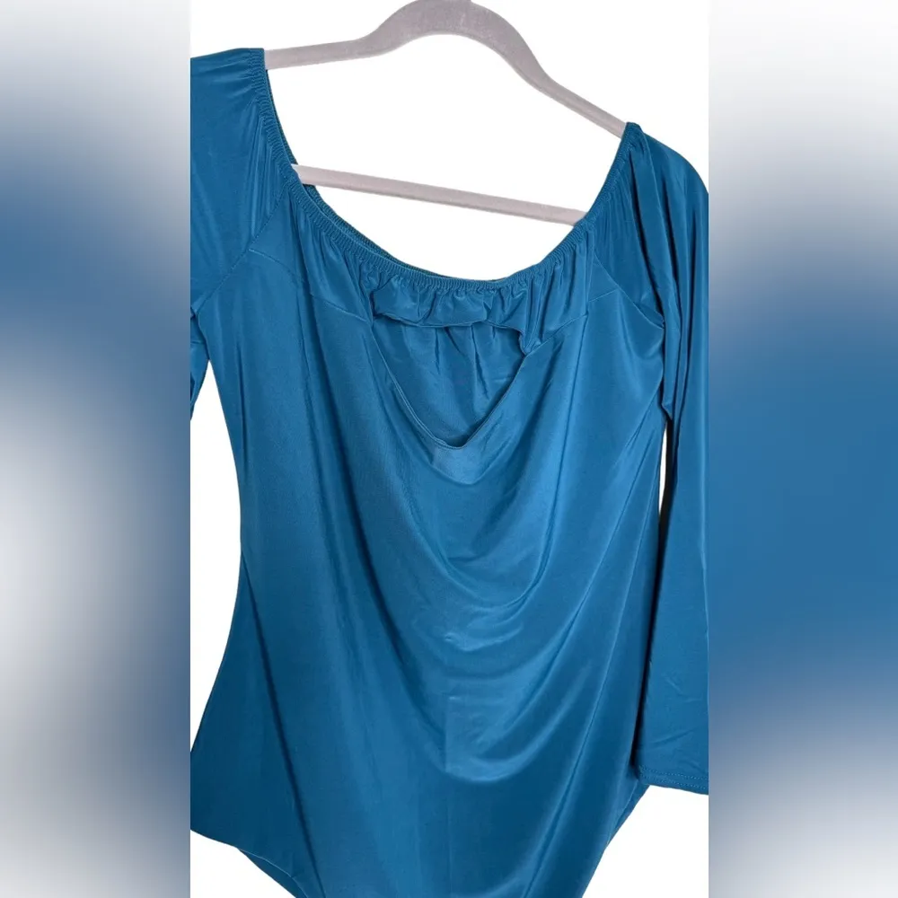 BooHoo Teal Bodysuit Neckline Peek a Boo Cut Out Detail Size 16 - Image 8