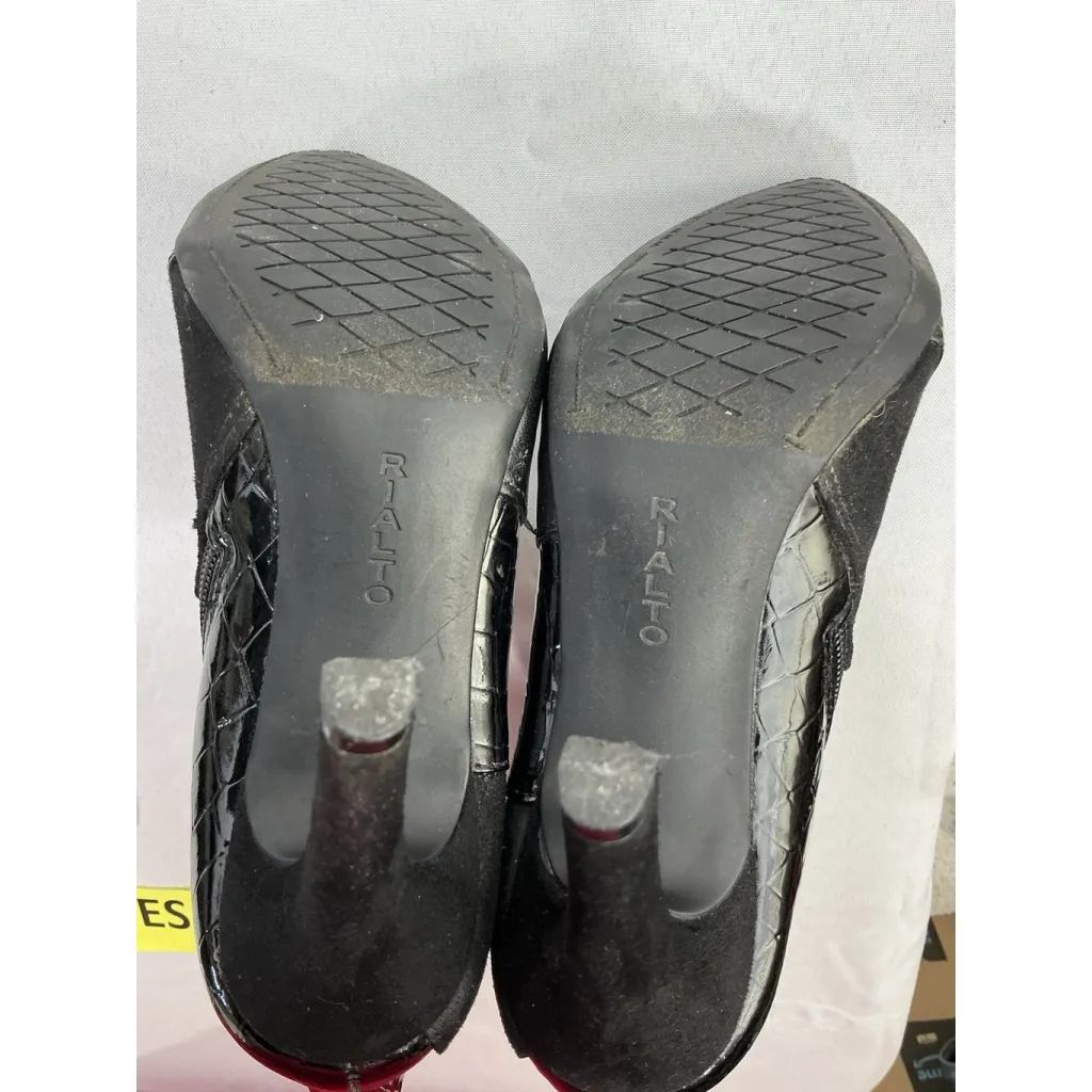 Womans Rialto Casilda Ankle Boots 6 M Black Side Zip Stiletto Croc Detail - Image 8