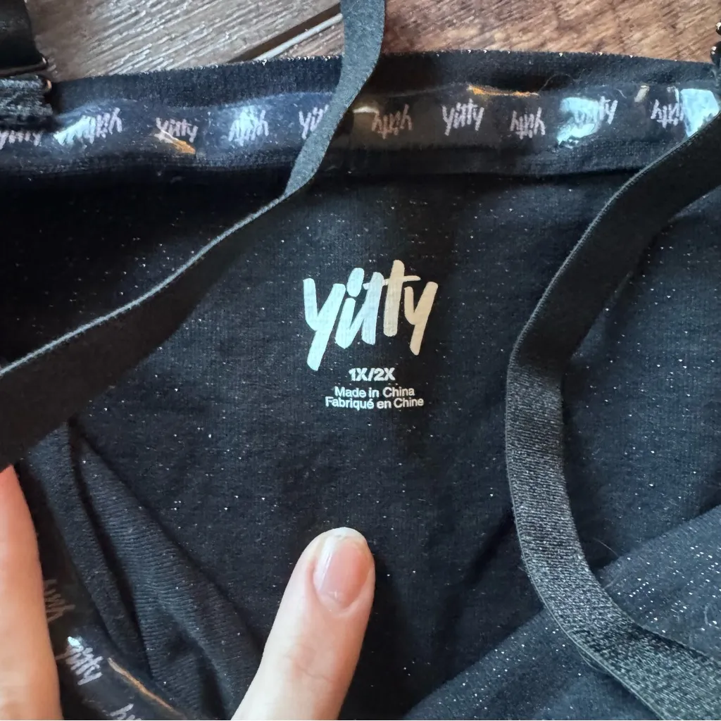 Yitty Black Shimmer Snap Bodysuit 1X/2X NWT Adjustable Straps - Image 3