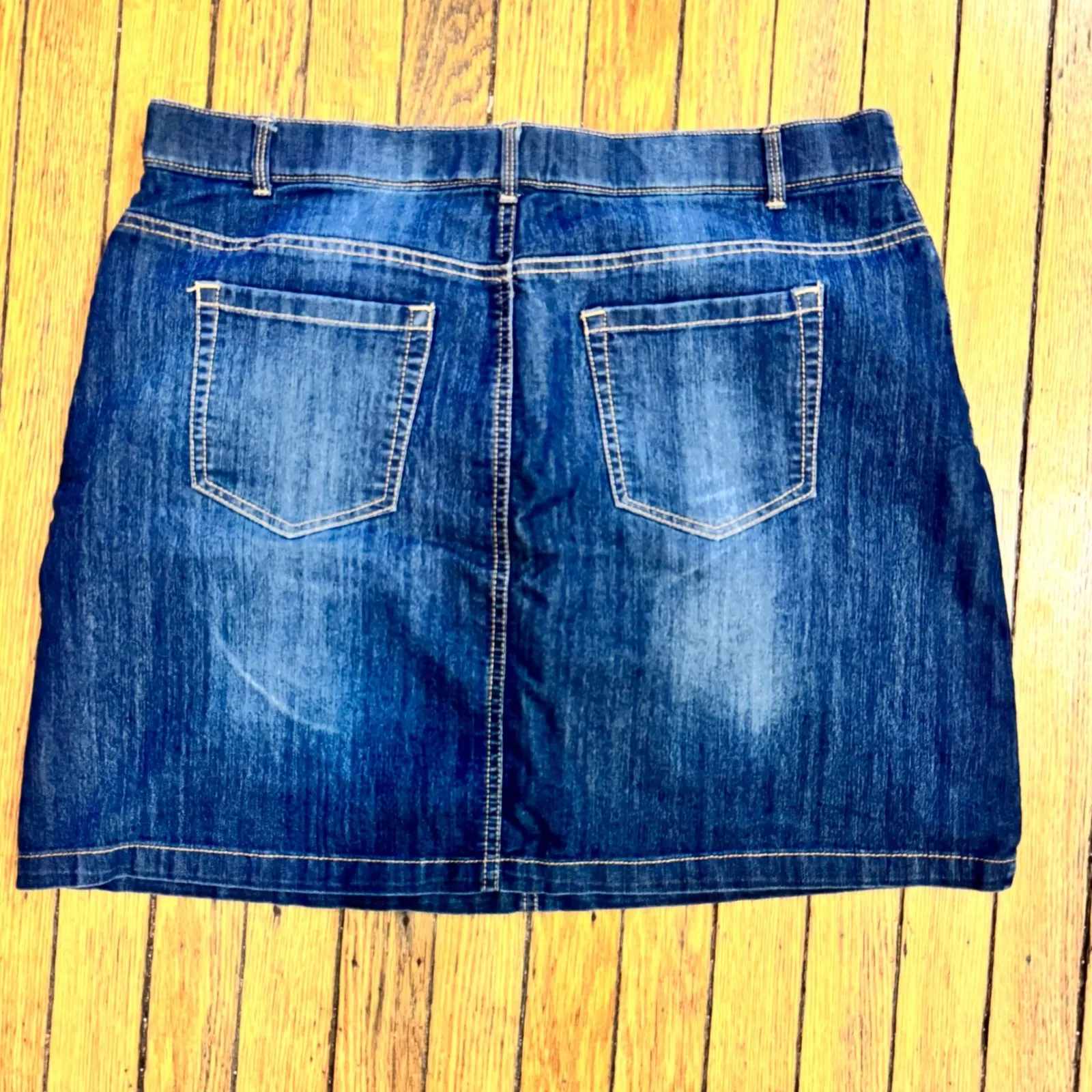 Croft & Barrow Denim Skirt Classic Fit Stretch Blue Jean‎ Skirt Size 16 - Image 13