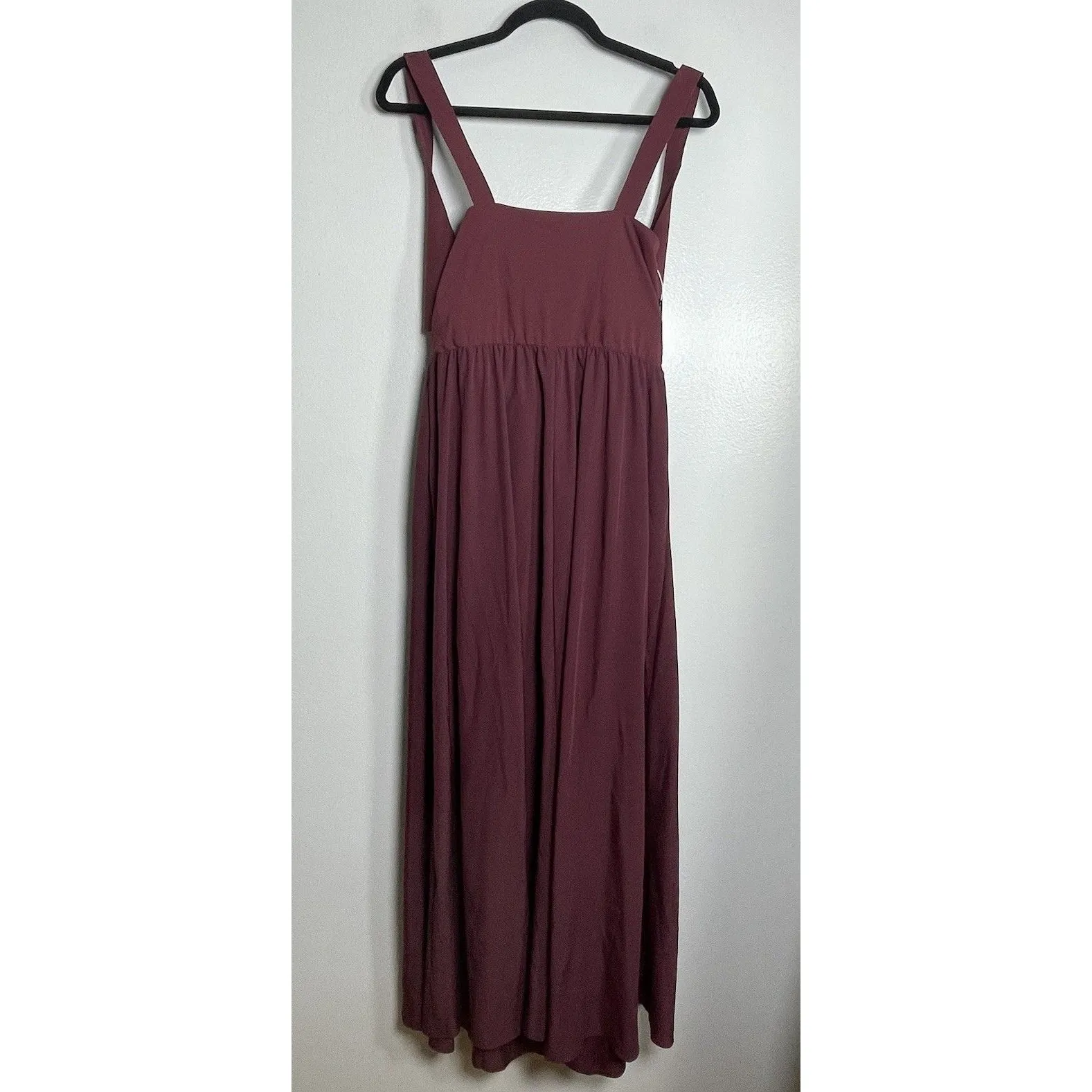 HALARA Breezeful Molded Cups Push Up Square Neck Maxi Dress Large Maroon NEW - Image 8