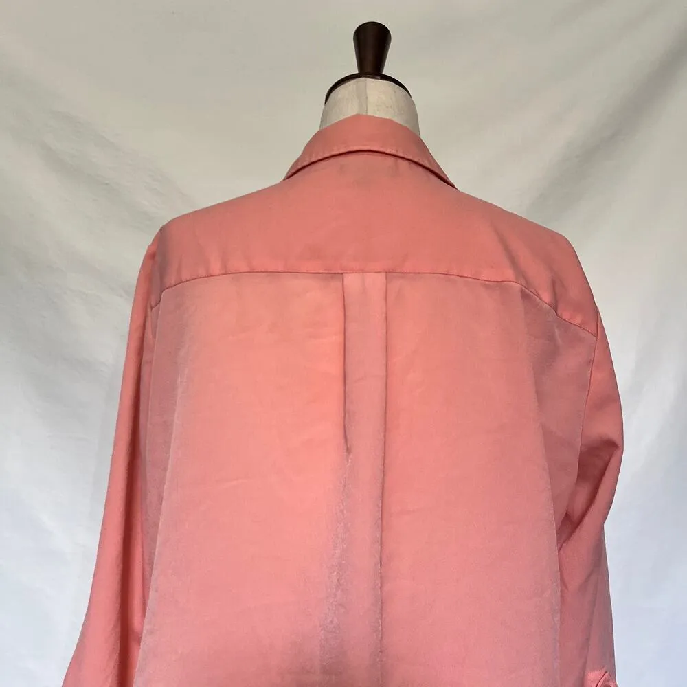 Talbot's Button Front Roll Tab Sleeve Womens Shirt Top Size Medium Peach V-Neck - Image 8