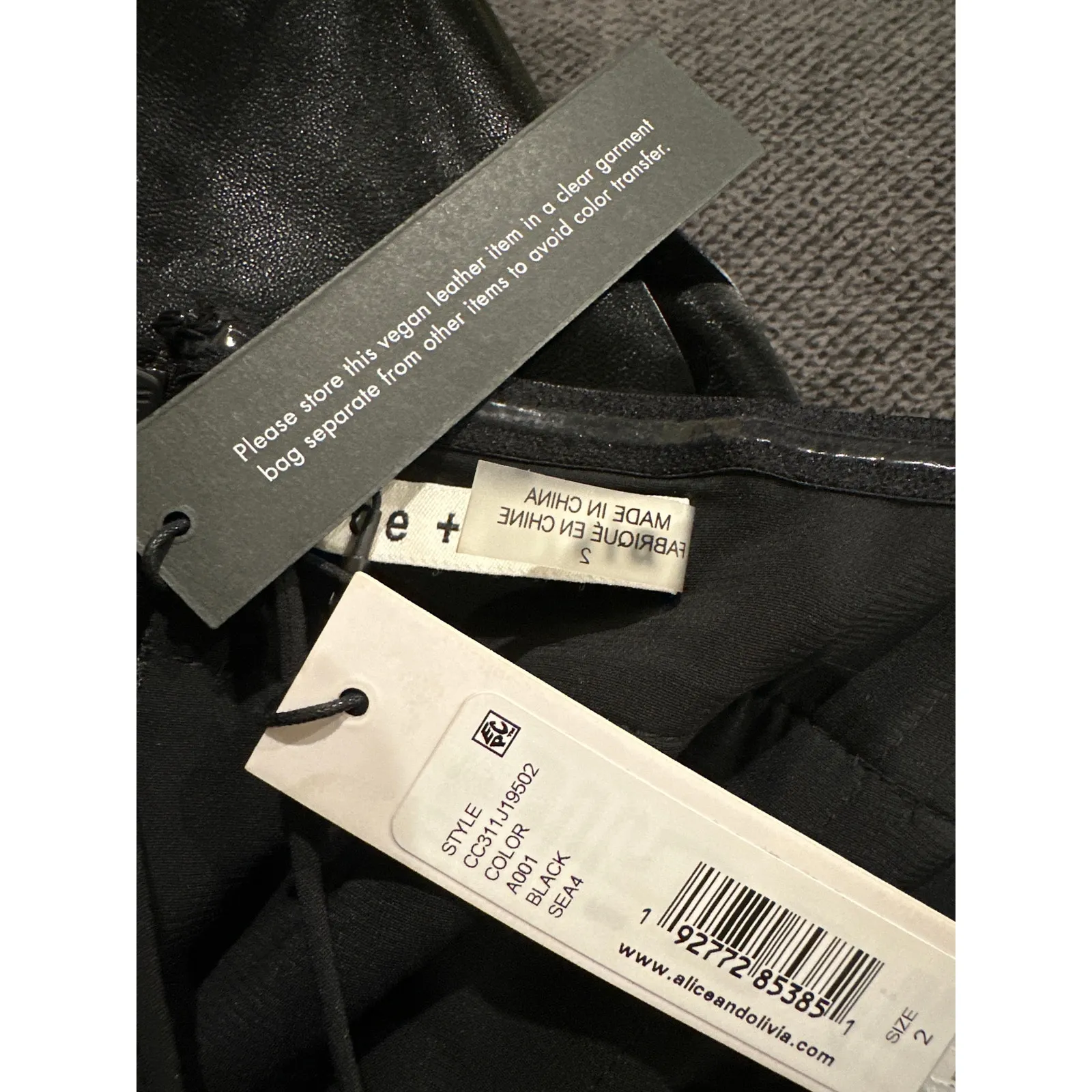 Alice + Olivia Kelly Strapless  Vegan Leather Mini Dress Size US 2 Black - Image 6