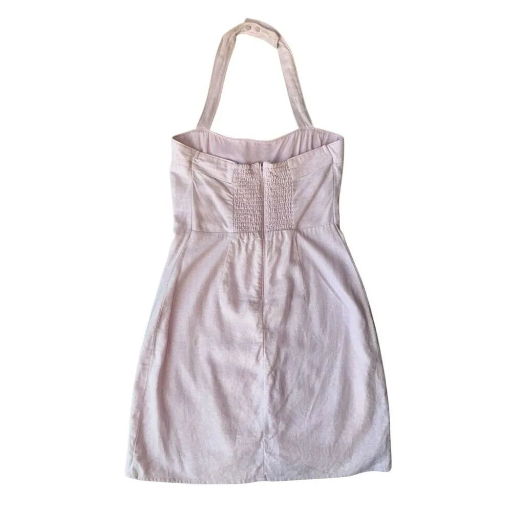 Abercrombie & Fitch Pink Linen Blend Halter Top Mini Dress Size S - Image 5
