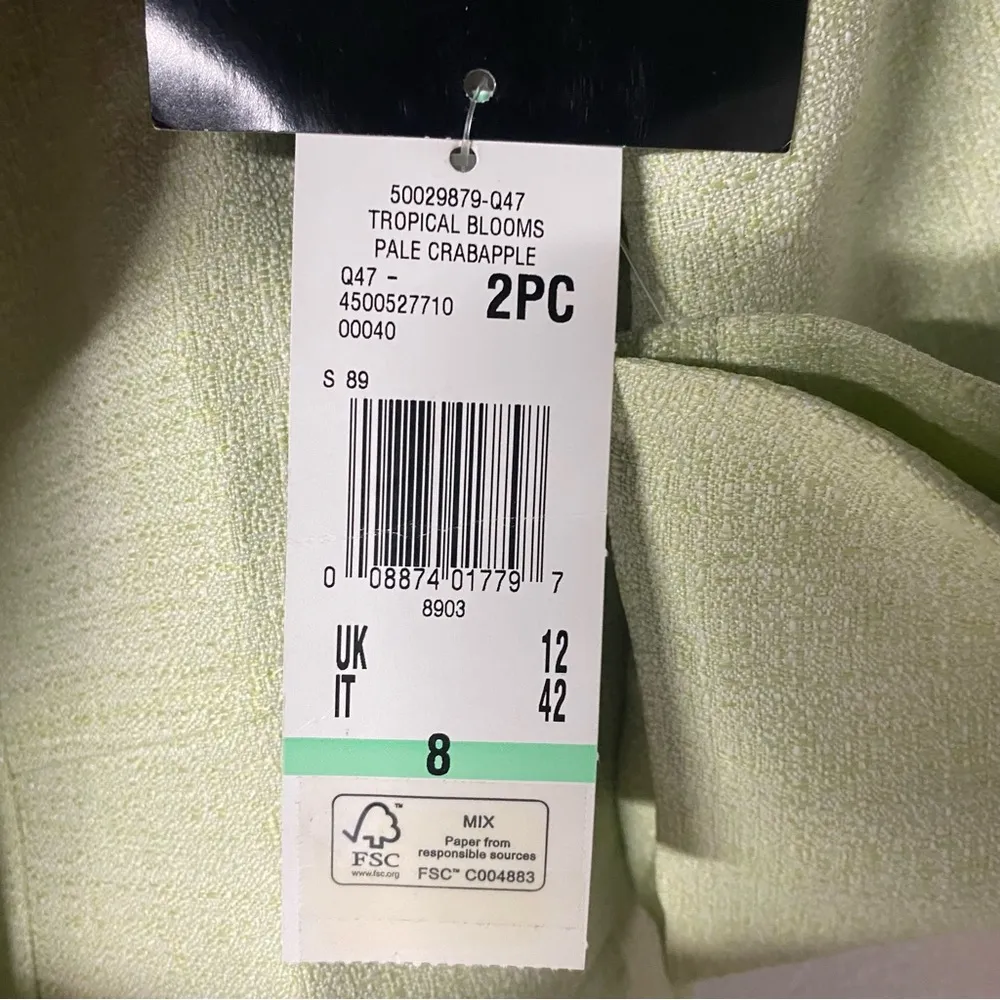 Le Suit Women Green 8 2 Piece Set Business Career Executive Skirt With Scarf - Image 3