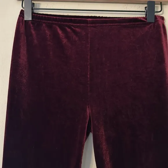 Burgundy Velvet Style Leggings Purple - Image 2