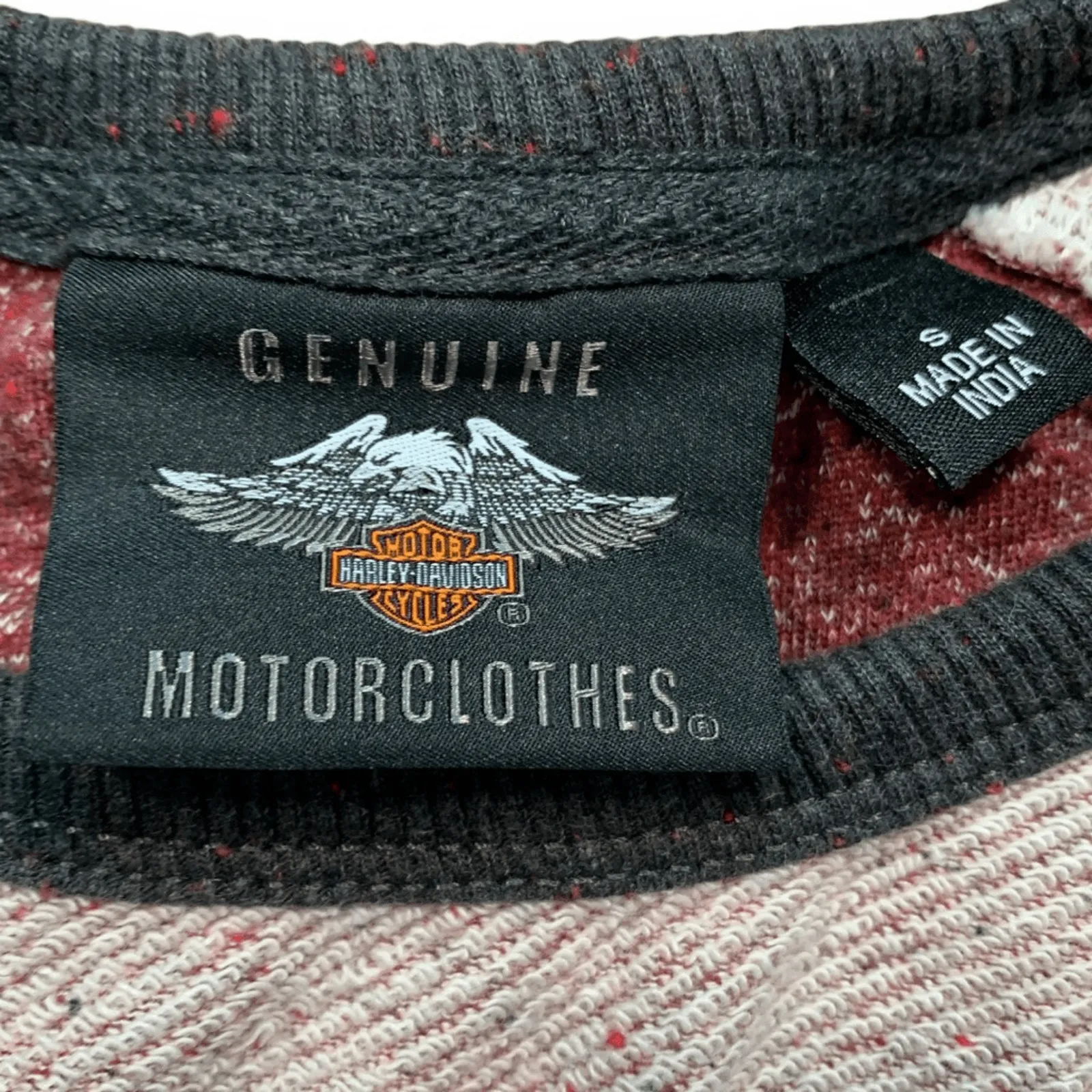 Harley Davidson Cream Red Raglan Sleeve Crewneck Pullover Sweatshirt Size Small - Image 6