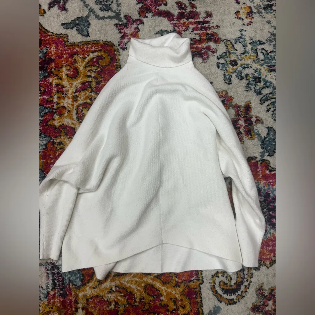 ANRABESS Womens Oversized Turtleneck Batwing sweater White - Image 6