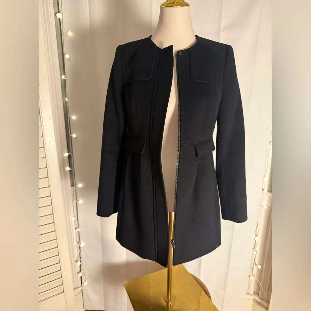 LOFT Black Tailored Wool Blend Coat Jacket XS - Image 3