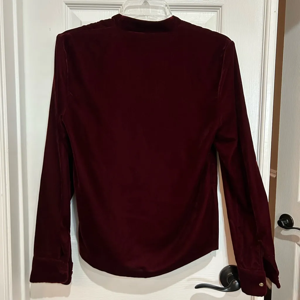 Ralph Lauren Velvet Black Label Suplice Merlot Burgundy Red crossover top size 2 - Image 4