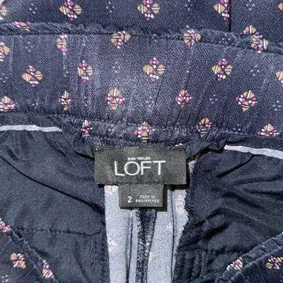 Ann Taylor LOFT Geo Fluid Drawstring Pants Navy Blue Satin Women’s 2 - Image 8