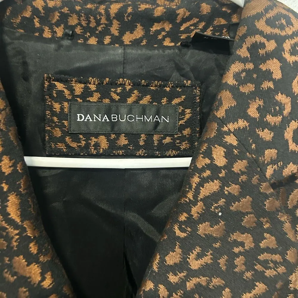 Dana Buchman Black and Brown Leopard Print Blazer - Image 3
