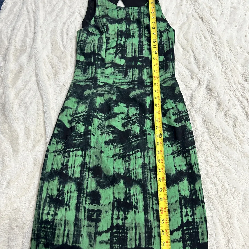 Jay Godfrey Size 6 Green Black Abstract Sheath Dress Cocktail Party City Wedding - Image 9