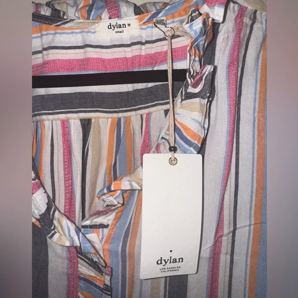 Dylan  Pink Gray Ruffled Cap Sleeve Blouse - Image 6