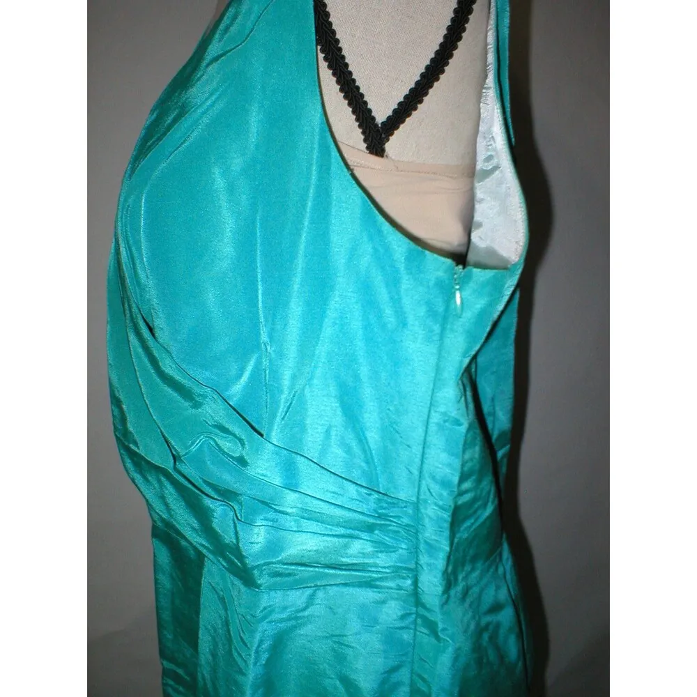 New Womens Ashley Stewart Dress 18 Faux Wrap Green Sheen Sleeveless Metallic - Image 4