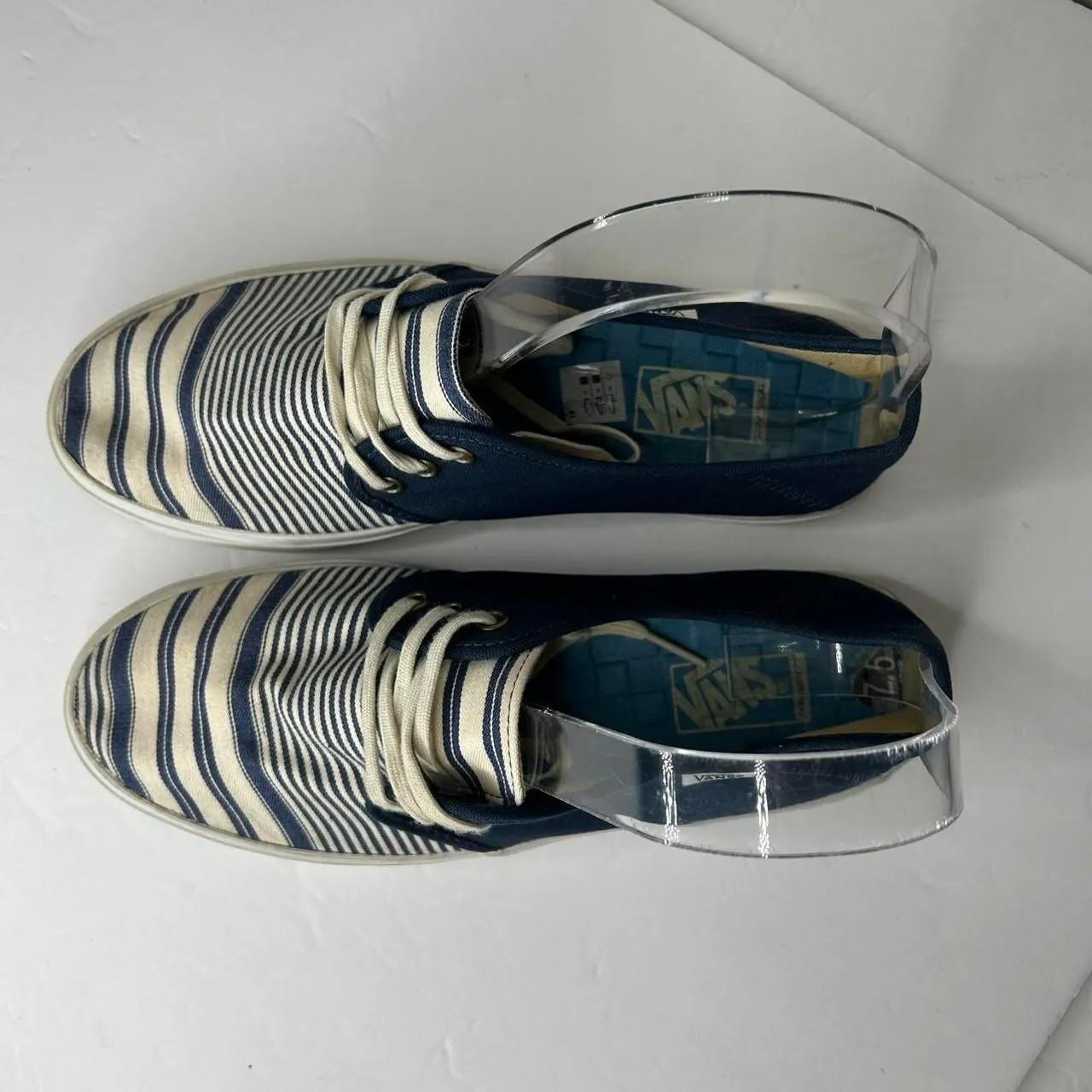 Vans Women's Navy and white Vans striped canvas shoes slip on 7.5 - Image 3