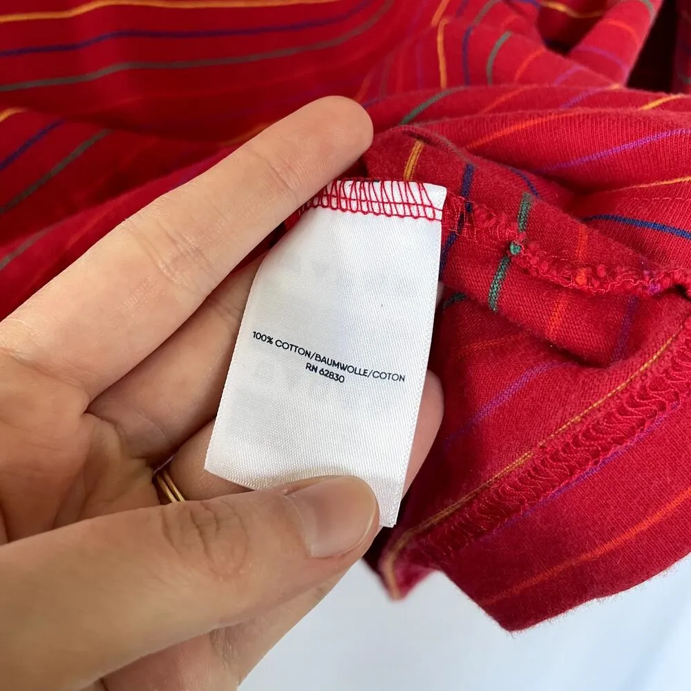 Lands' End red striped turtleneck top women's size L cotton sweater casual Size L - Image 5