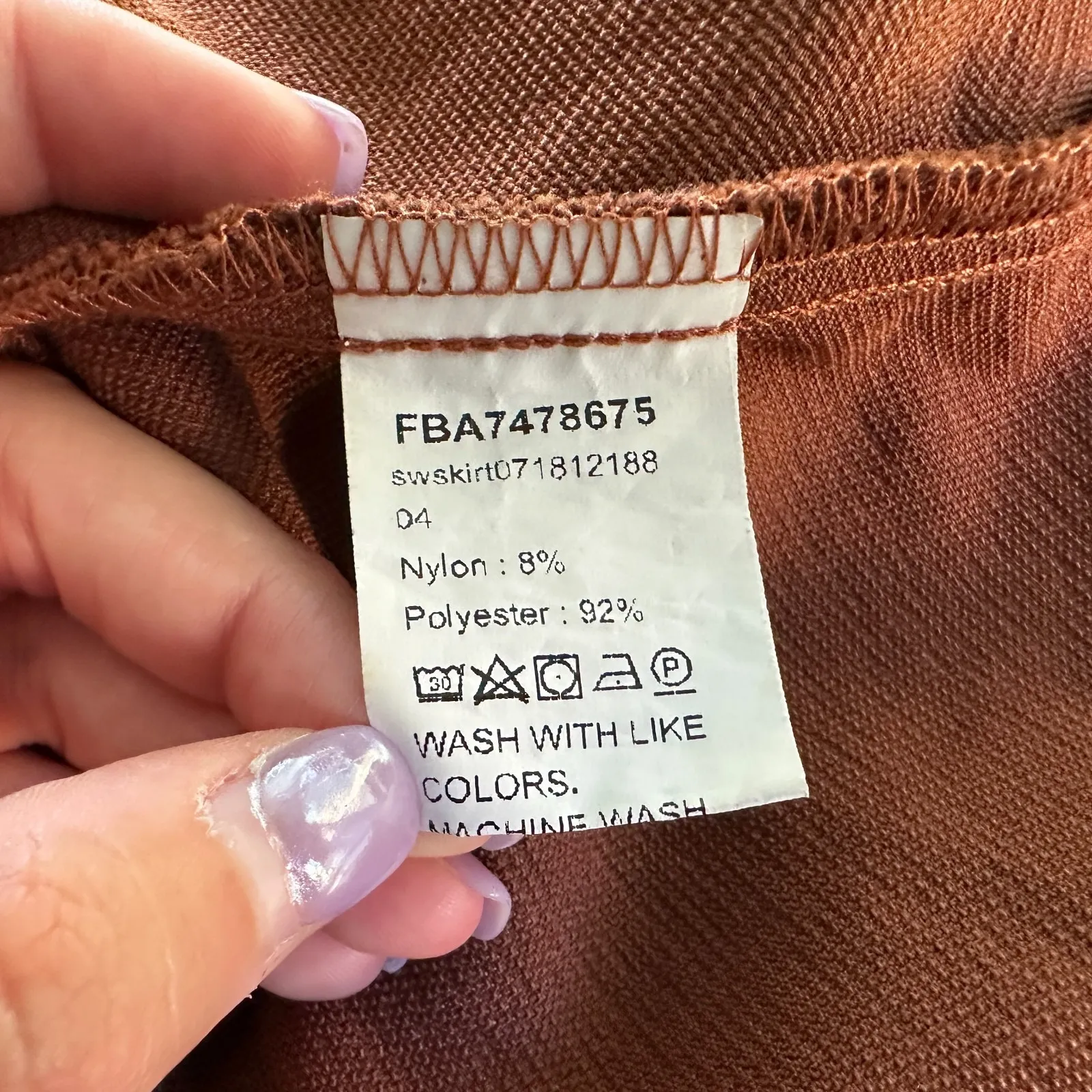 SHEIN Rust Corduroy Skater Mini Skirt XS | Dark Academia Cottagecore Grunge - Image 6