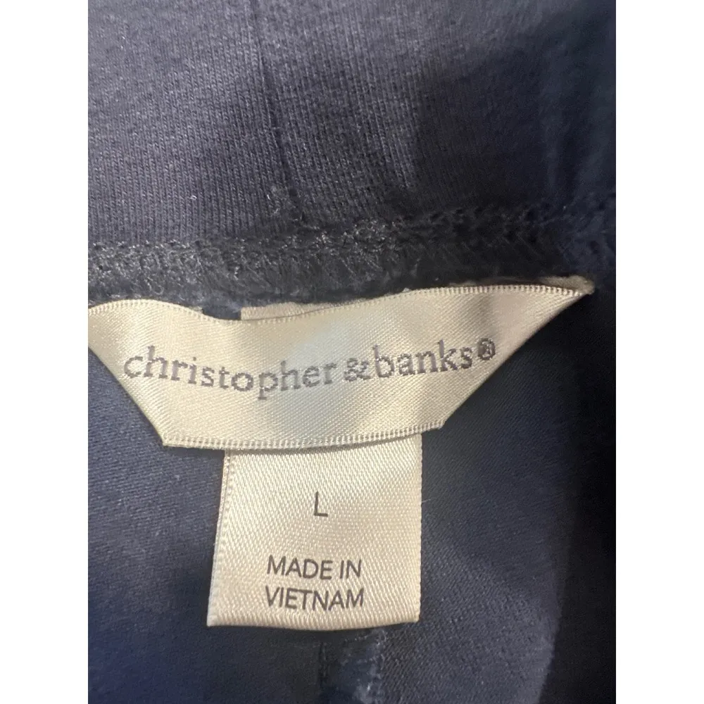 Christopher & Banks Navy Blue Cotton Spandex pull on Pants Womens Size L - Image 6