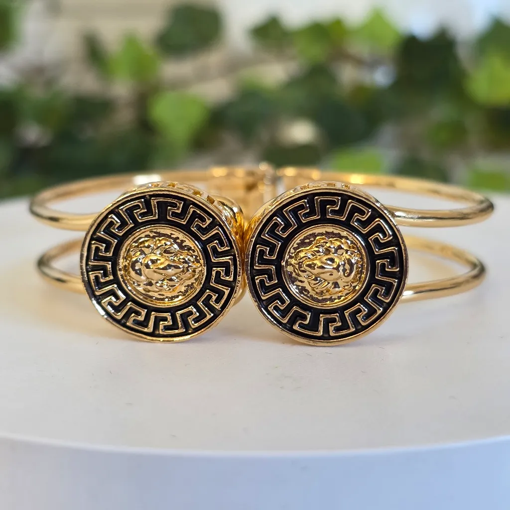 Gold Filled Clamper Greek Key Bracelet - Image 2