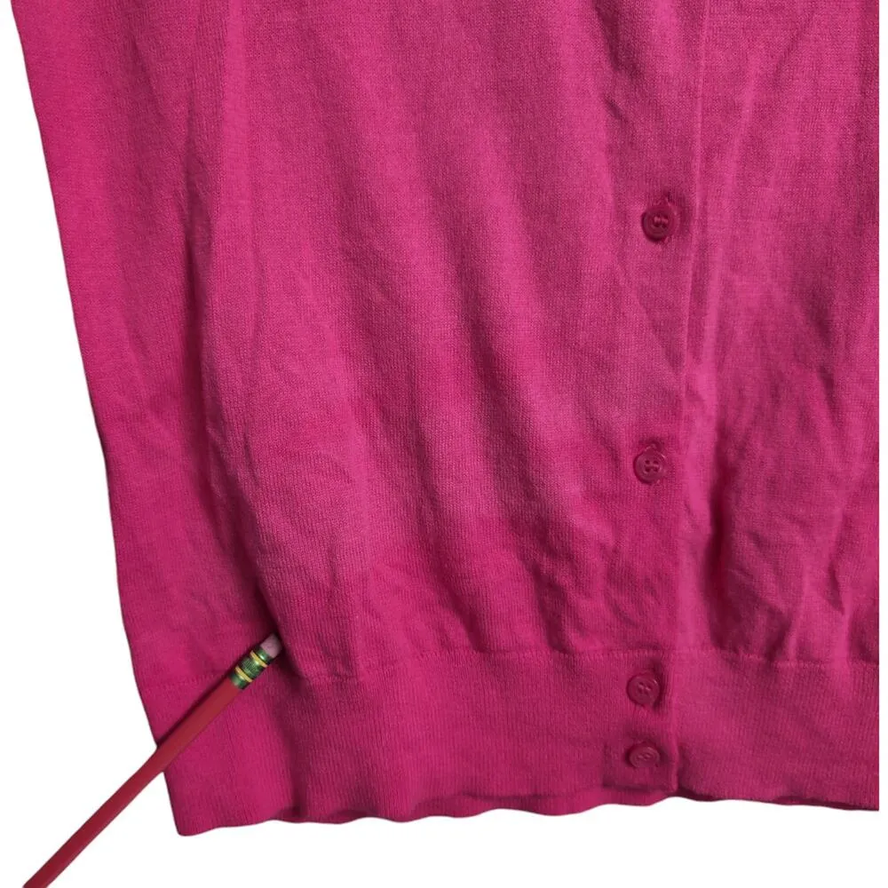 FLAW J Crew Factory Pink Classic Cotton Button Front Cardigan Womens Size S NWT - Image 3