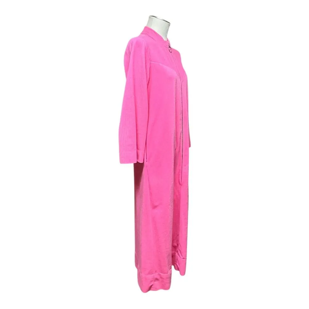 Vintage Vassarette Half Zip Full Length Robe Pink 12 - Image 7
