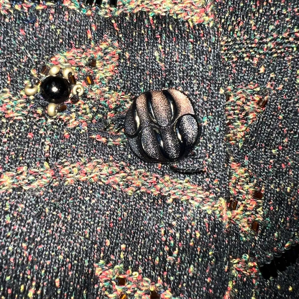 Funky Vintage Anage Beaded Jacket! Black Size M - Image 9