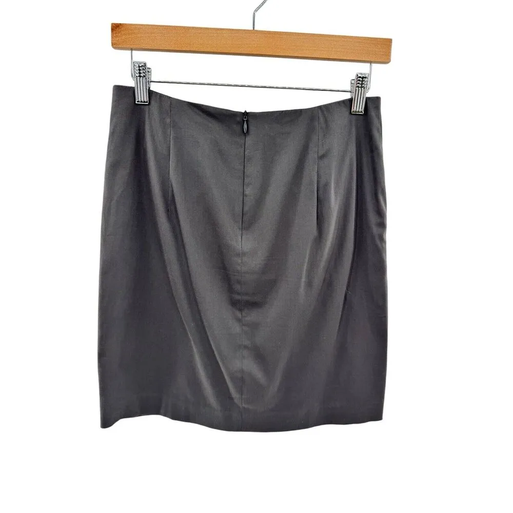 Barneys New York Made in Italy‎ Womens Skirt Size 34/4 Grey Pencil Pockets - Image 3