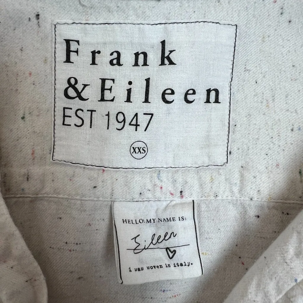 Frank & Eileen Flannel Eileen Shirt Women XXS Fleck Off White Relaxed Fit Cotton - Image 10