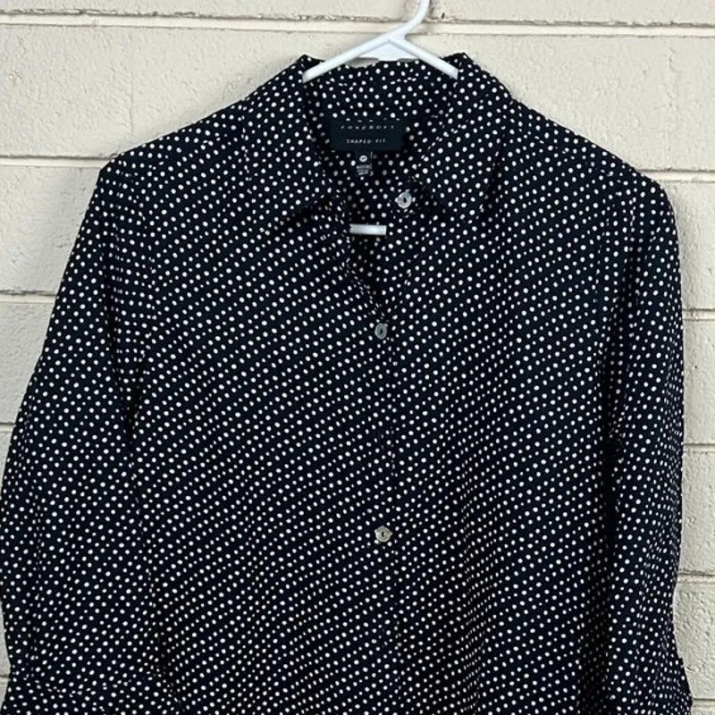 Foxcroft Black Polka Dot Blouse size 6P NWT - Image 7