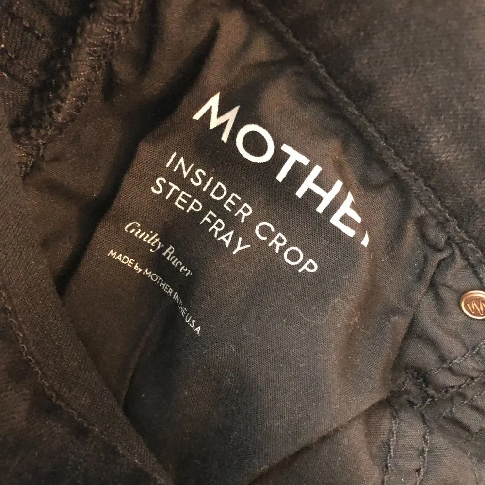 Mother Womens Jeans Insider Crop Step Fray Guilty Racer Tuxedo Stripe Black 27 - Image 7