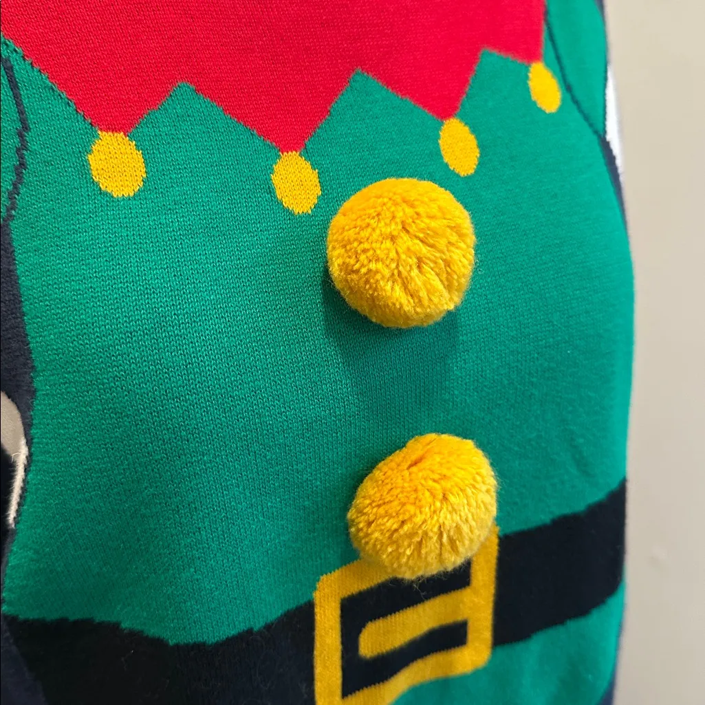 Mossimo Supply Co. Navy Elf Christmas Sweater Green Size M - Image 4