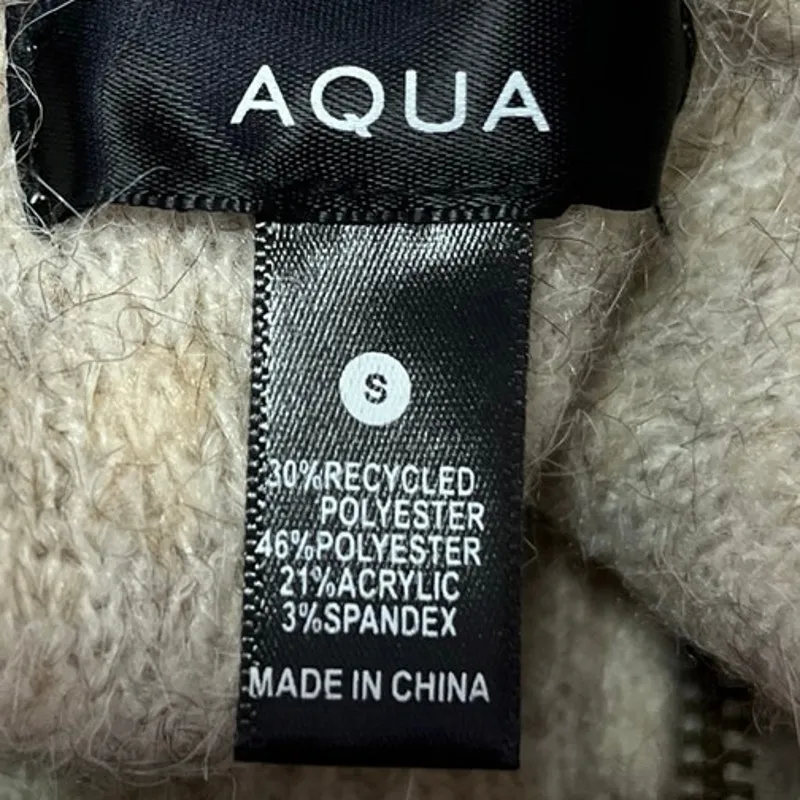 Aqua Brown Tan Half Zip Fair Isle Oversized Long Sleeve Pullover Sweater Top S - Image 4