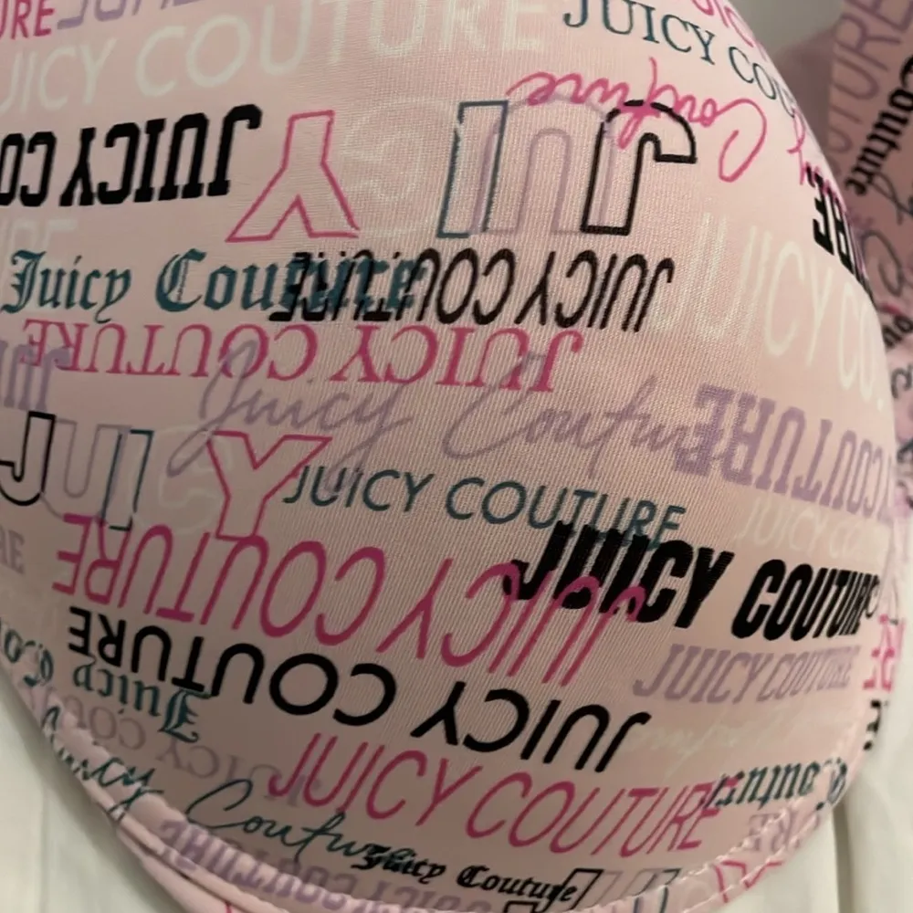 Juicy Couture Pink Bra with Text Print Womens Size 40D Padded Underwire Logo - Image 10