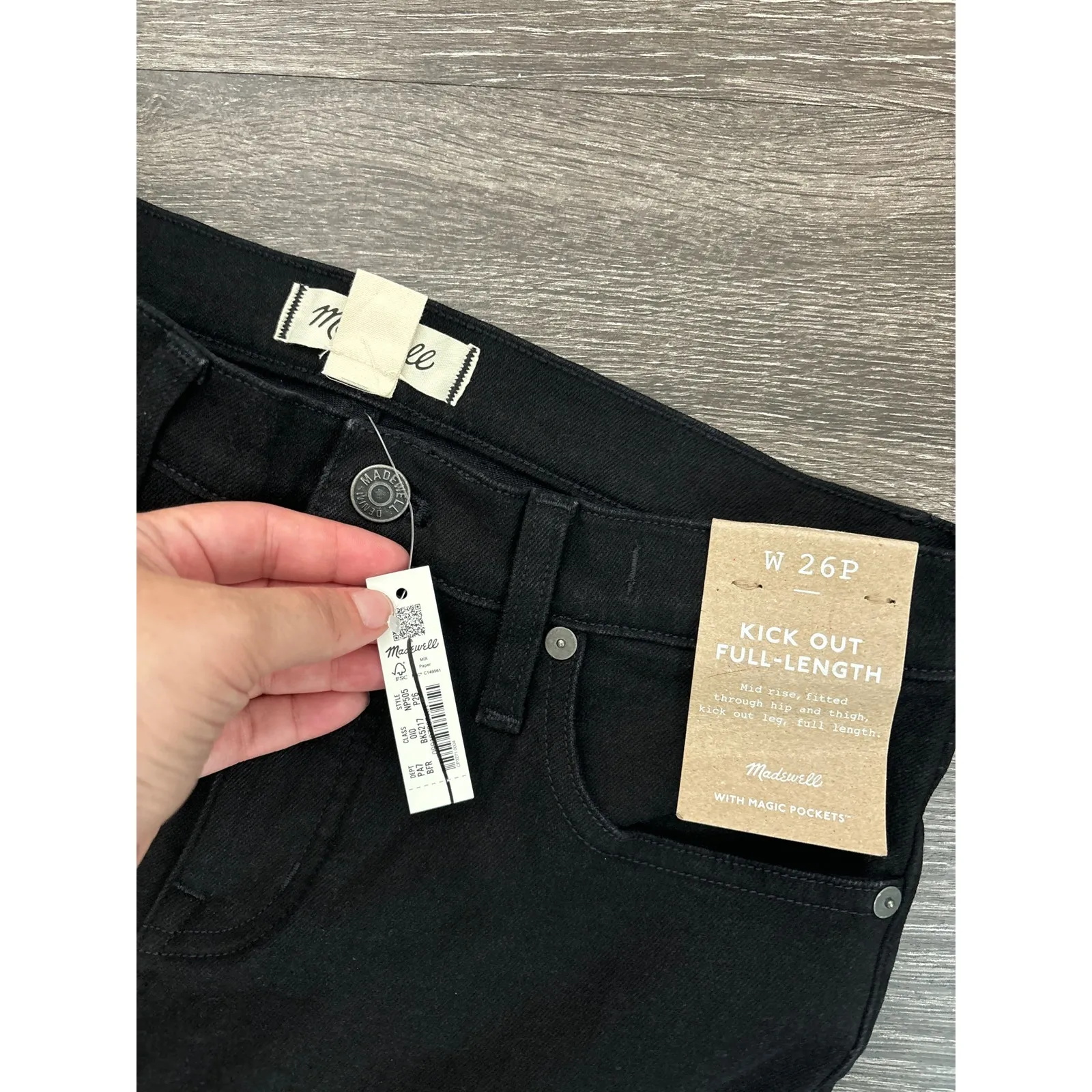 NWT Madewell Kick Out Full-Length Jeans In Black Size 26P - Image 5