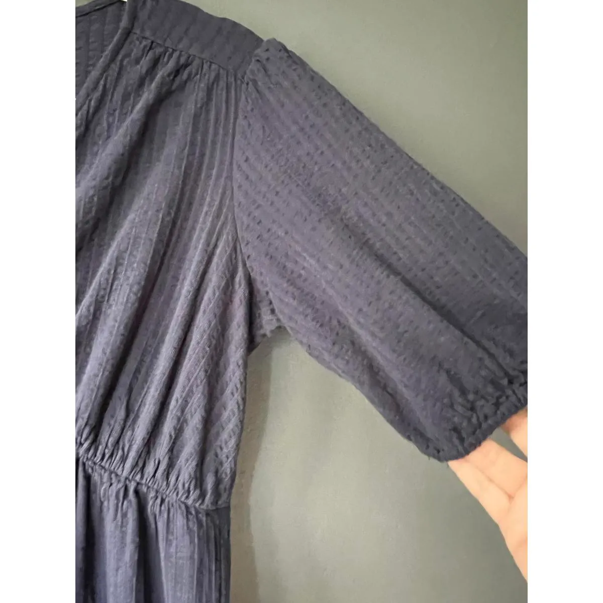 Boden Women's Navy Blue Midi Dress with Puff Sleeves Size 2P - Image 5