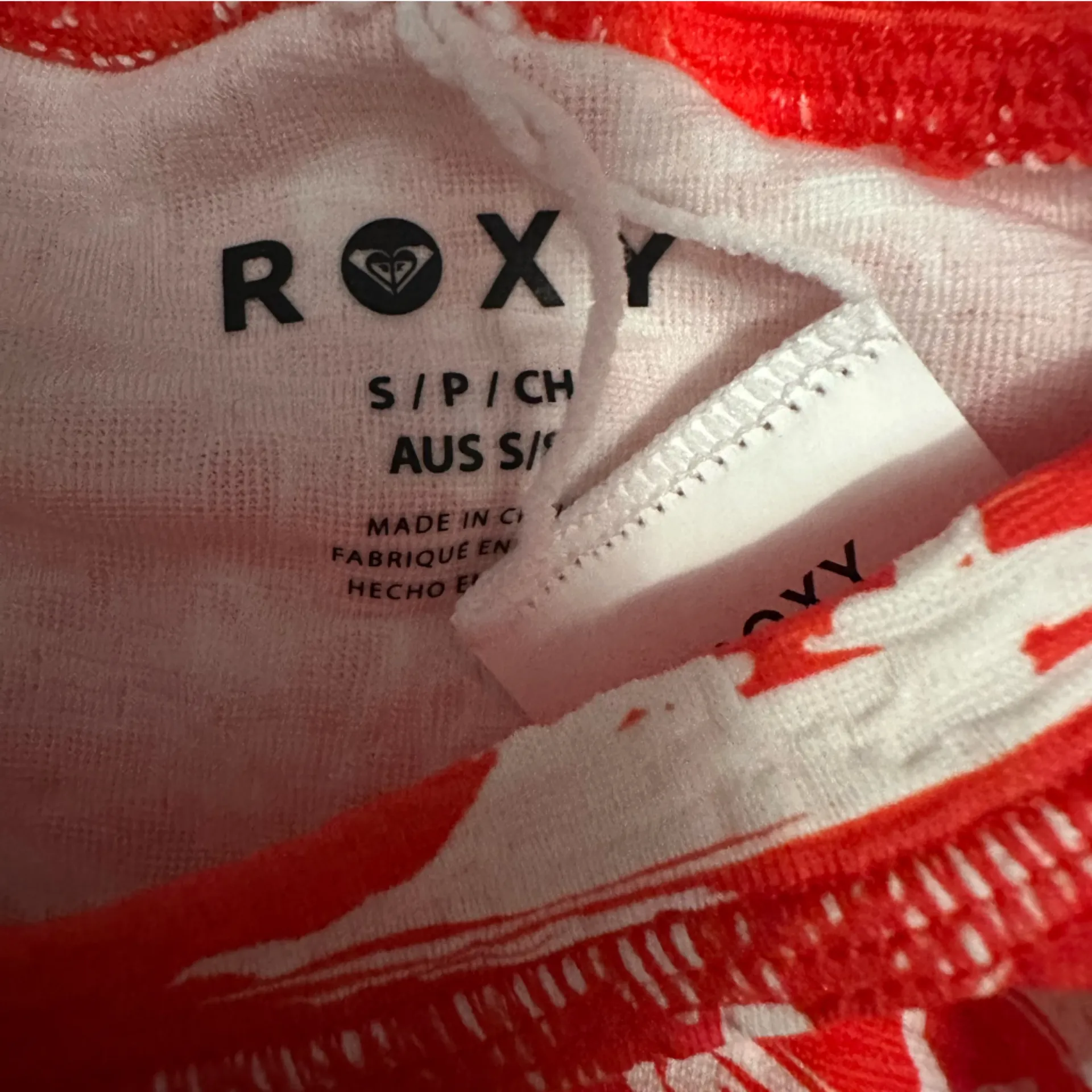 Roxy Orange and White Tropical Print Crop Swim Top - Image 4