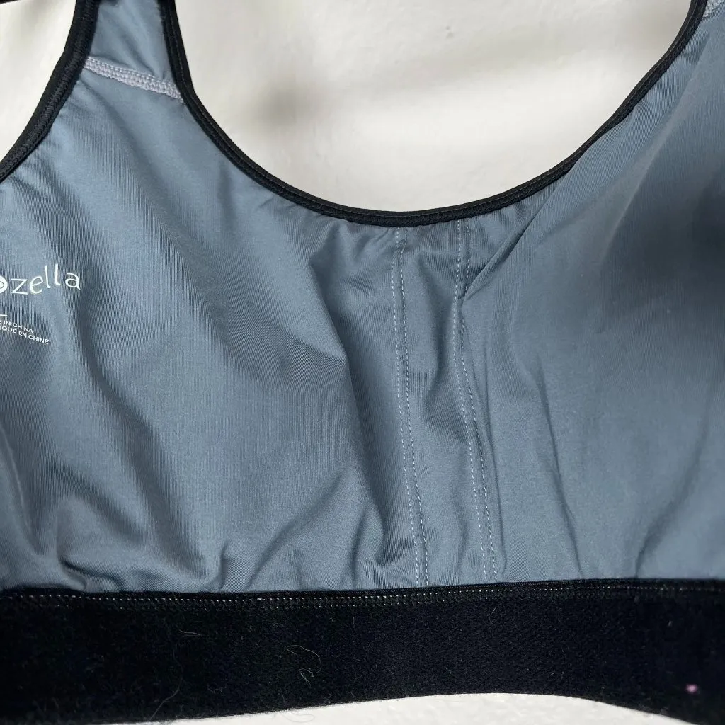 Zella Womens work out Racerback Sports Bra space dye Gray/Black XL athleisure - Image 7