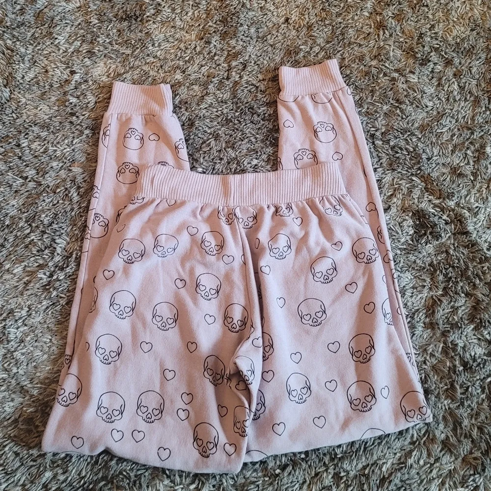 Chaser Pink Little Skulls Cozy Knit Joggers XS - Image 7