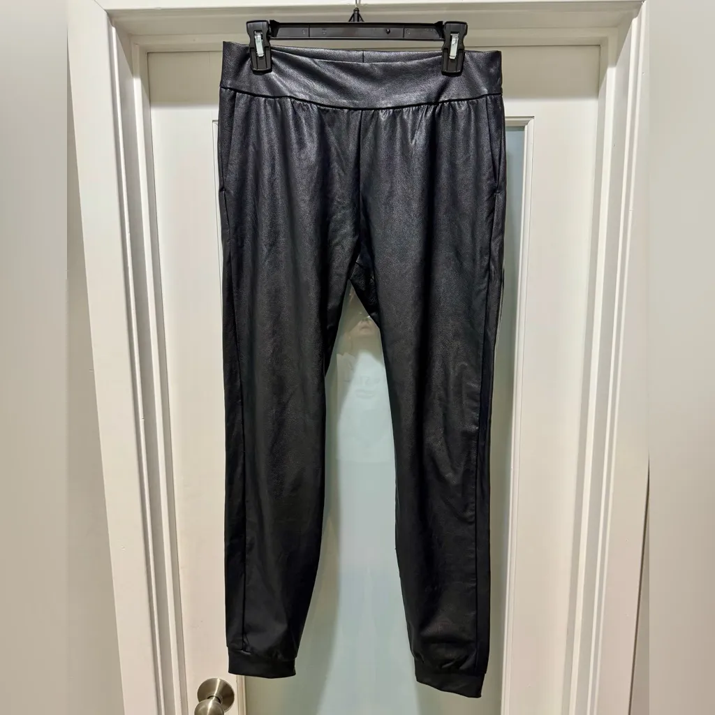 Commando  Faux Leather Joggers Black Women’s M Soft Lined Leggings - Image 2