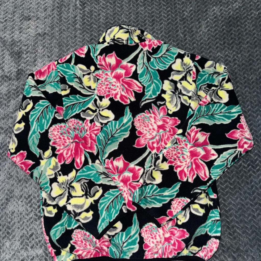 Patagonia Women Floral Manoa Hawaiian Synchilla Snap T Fleece Pullover Sz S - Image 6