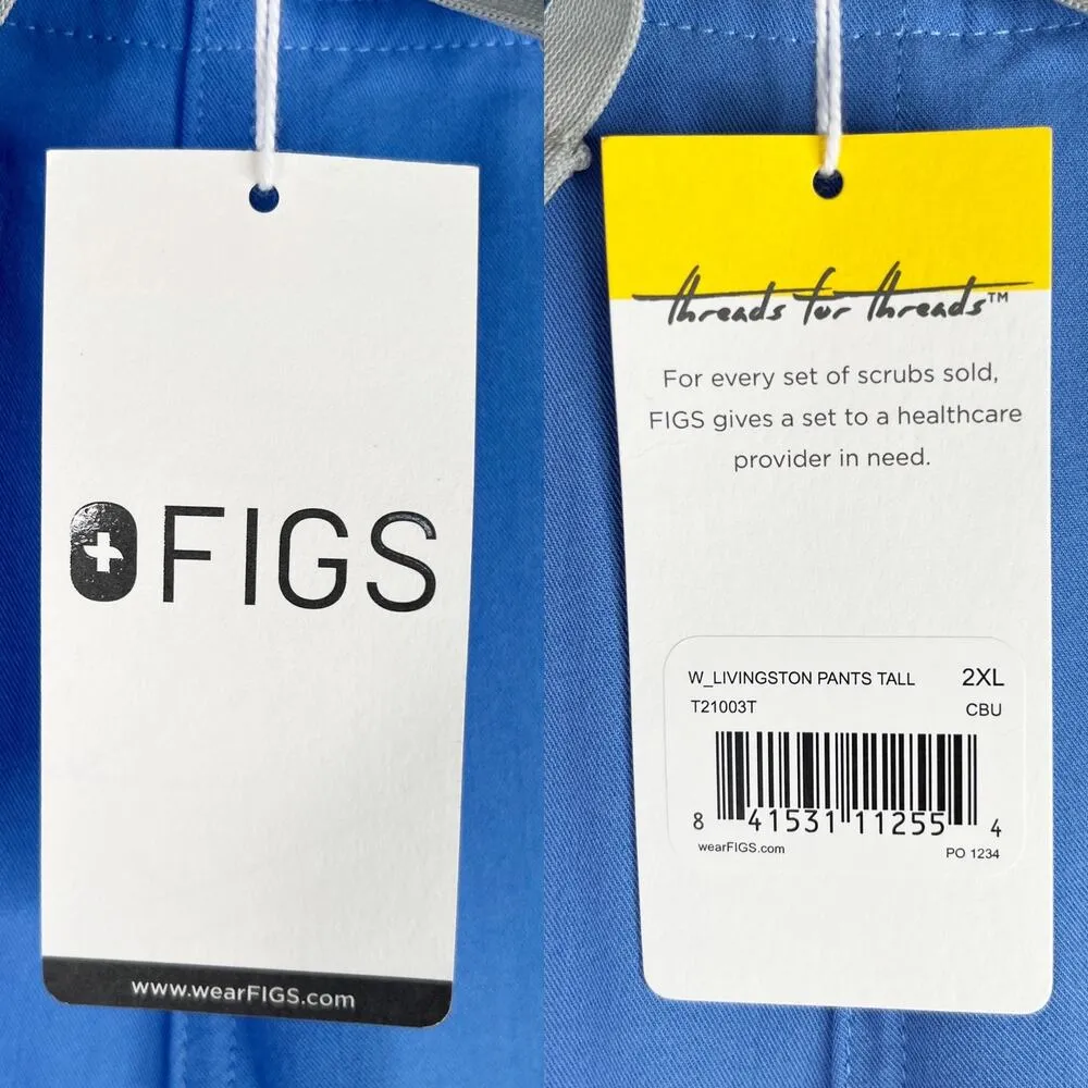 Figs Basic High Waisted Livingston Scrub Pants 2XLT XXL/T T21003T Ceil Blue New - Image 8