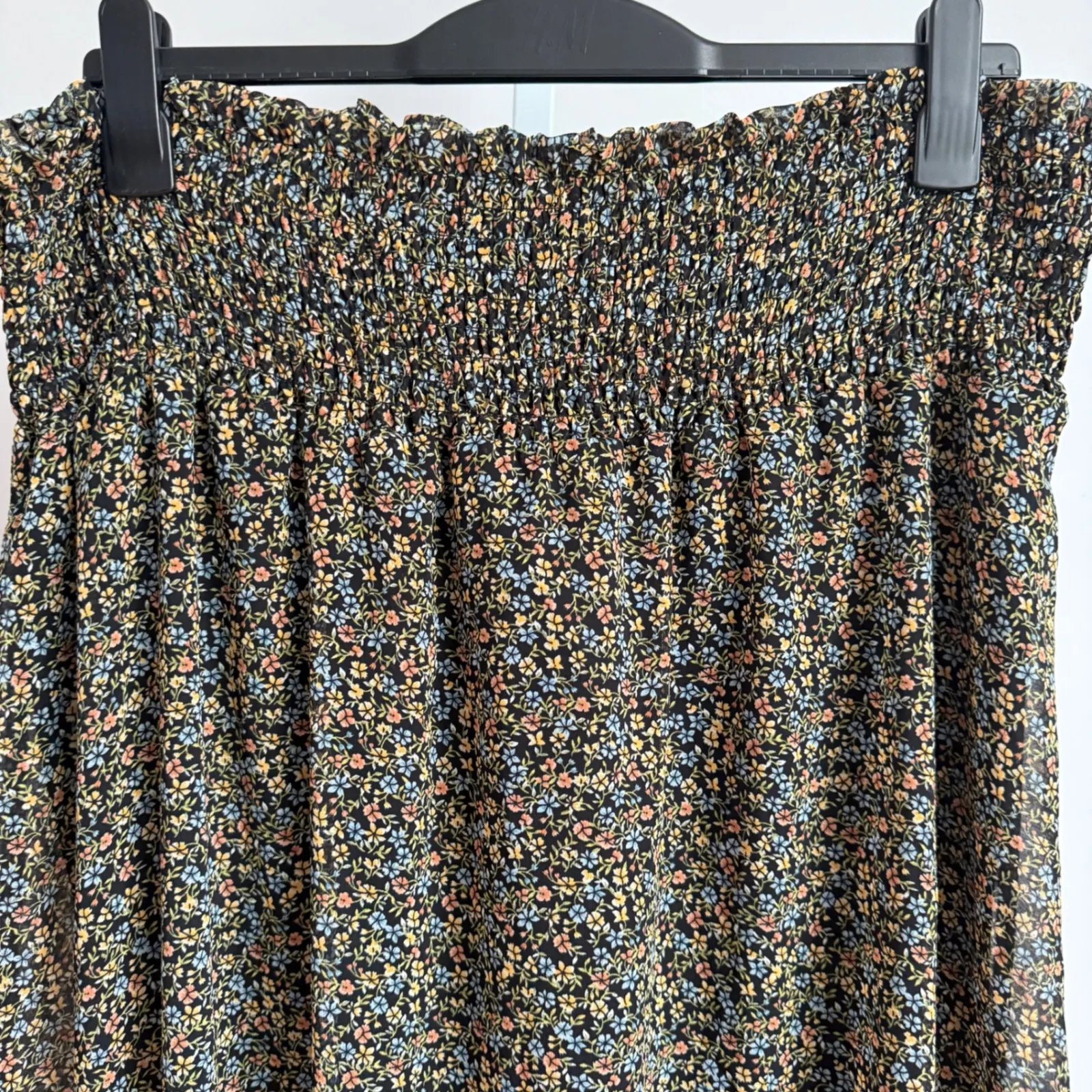 Adriana Papell skirt size XL floral midi‎ smocked waist, Boho black NWT - Image 2
