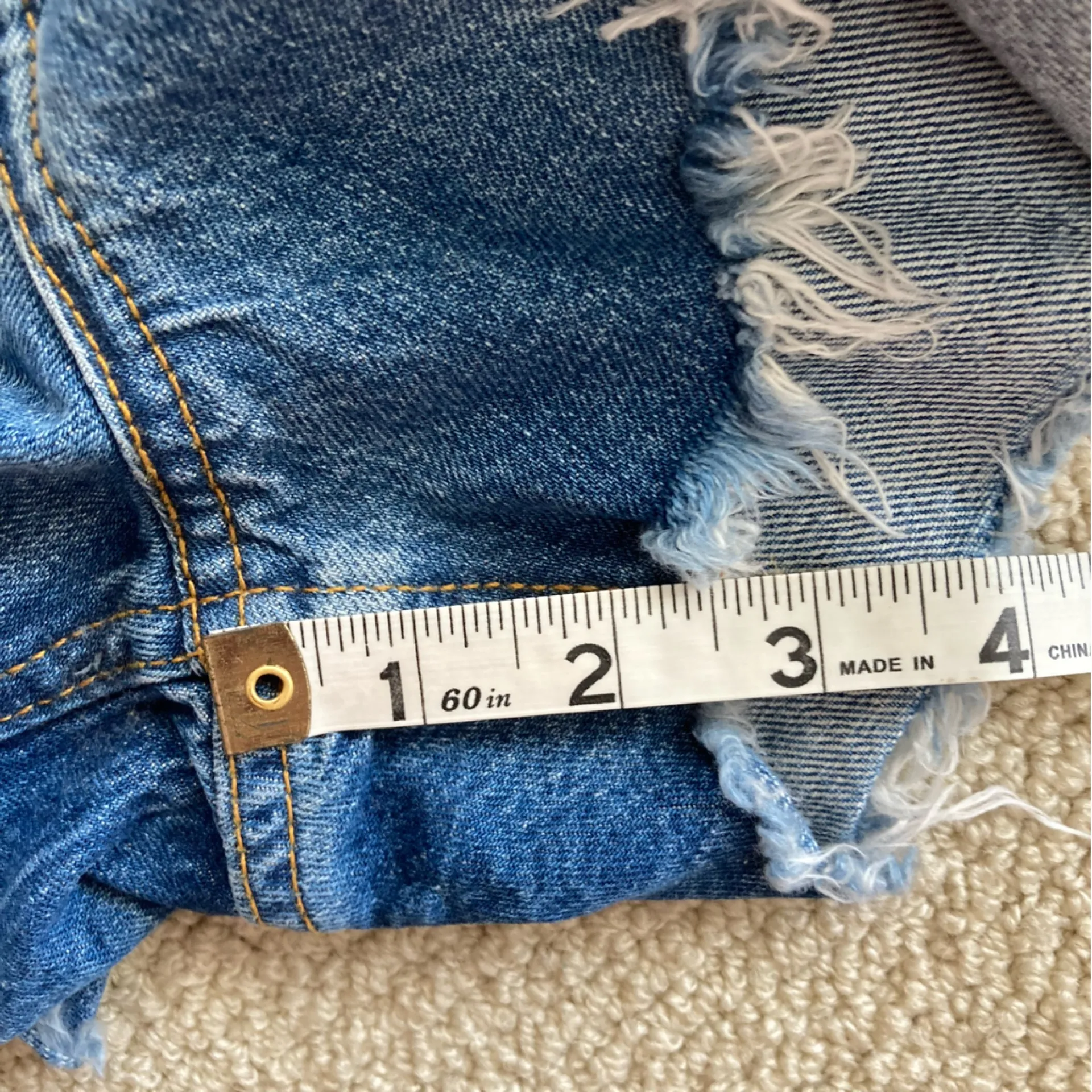 Zara The High Waist Short Blue Denim Jean Shorts Size 12 / 44 Distressed NWT - Image 7