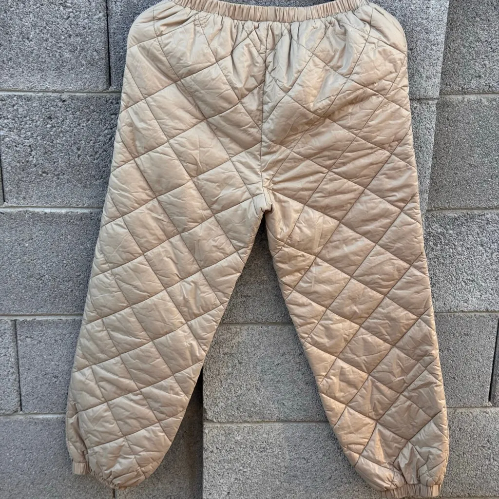 Quilted Puffer Pants Beige Small - Image 4